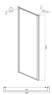 Боковая стенка Ambassador Elysium 90KX 90см хром/прозрачное